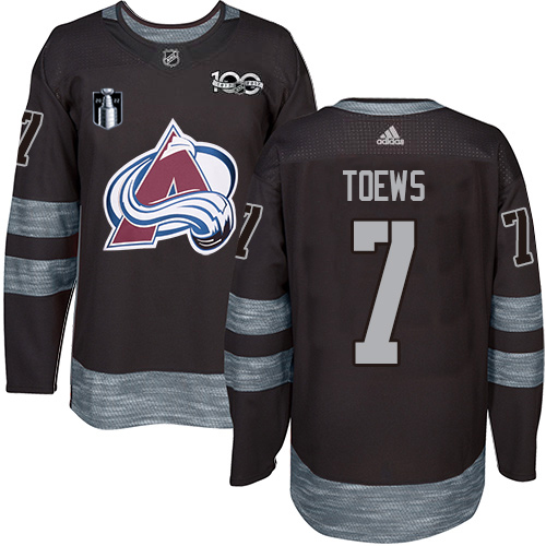 Adidas Colorado Avalanche #7 Devon Toews Black 2022 Stanley Cup Final Patch 100th Anniversary Stitched NHL Jersey Men’s