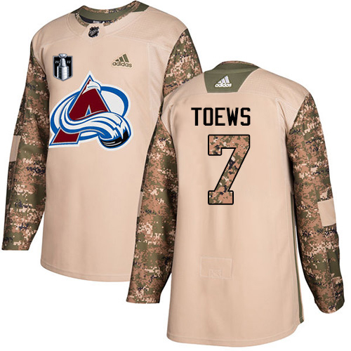 Adidas Colorado Avalanche #7 Devon Toews Camo 2022 Stanley Cup Final Patch Authentic Veterans Day Stitched NHL Jersey Men’s