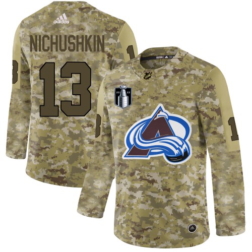 Adidas Colorado Avalanche #13 Valeri Nichushkin Camo 2022 Stanley Cup Final Patch Authentic Stitched NHL Jersey Men’s