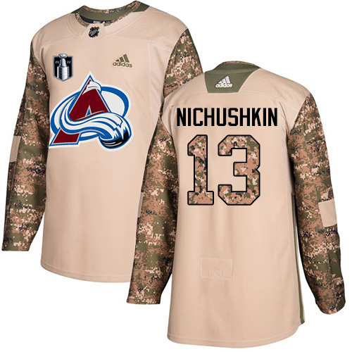 Adidas Colorado Avalanche #13 Valeri Nichushkin Camo 2022 Stanley Cup Final Patch Authentic Veterans Day Stitched NHL Jersey Men’s