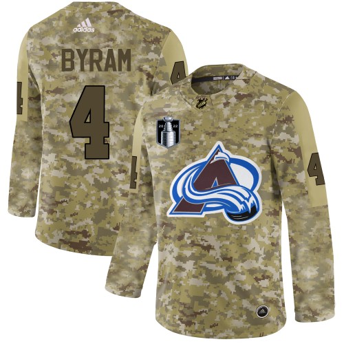 Adidas Colorado Avalanche #4 Bowen Byram Camo 2022 Stanley Cup Final Patch Authentic Stitched NHL Jersey Men’s