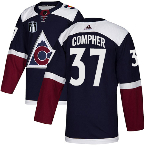 Adidas Colorado Avalanche #37 J.T. Compher Navy 2022 Stanley Cup Final Patch Alternate Authentic Stitched NHL Jersey Men’s