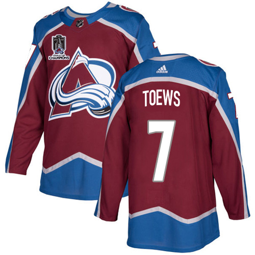Adidas Colorado Avalanche #7 Devon Toews Burgundy 2022 Stanley Cup Champions Burgundy Home Authentic Stitched NHL Jersey Men’s