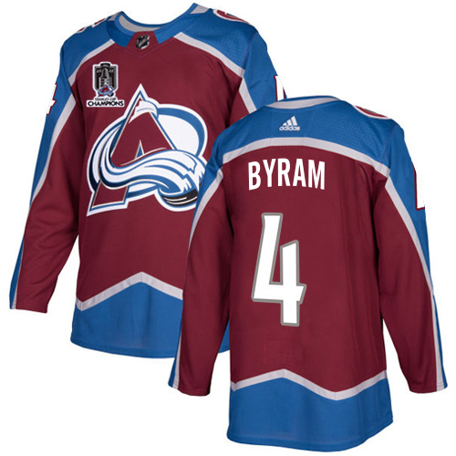 Adidas Colorado Avalanche #4 Bowen Byram Burgundy 2022 Stanley Cup Champions Burgundy Home Authentic Stitched NHL Jersey Men’s