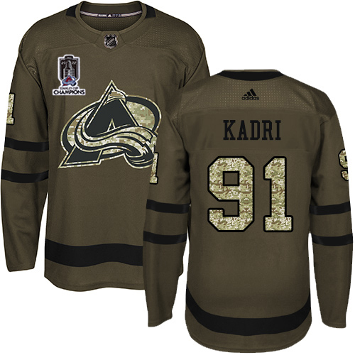 Adidas Colorado Avalanche #91 Nazem Kadri Green 2022 Stanley Cup Champions Salute To Service Stitched NHL Jersey Men’s
