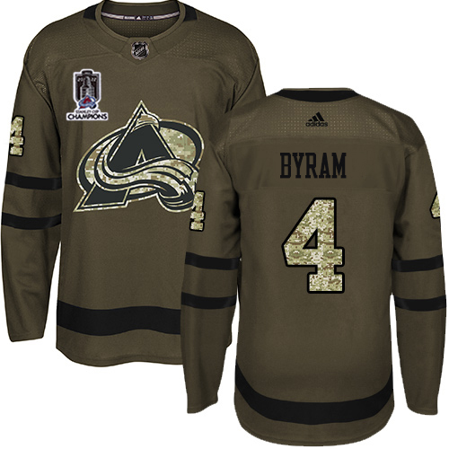 Adidas Colorado Avalanche #4 Bowen Byram Green 2022 Stanley Cup Champions Salute To Service Stitched NHL Jersey Men’s