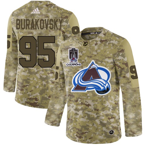 Adidas Colorado Avalanche #95 Andre Burakovsky Camo 2022 Stanley Cup Champions Authentic Stitched NHL Jersey Men’s