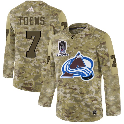 Adidas Colorado Avalanche #7 Devon Toews Camo 2022 Stanley Cup Champions Authentic Stitched NHL Jersey Men’s