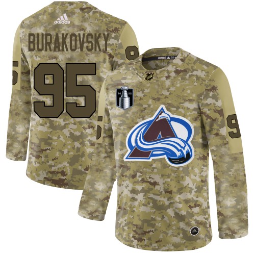 Adidas Colorado Avalanche #95 Andre Burakovsky Camo 2022 Stanley Cup Final Patch Authentic Stitched NHL Jersey Men’s