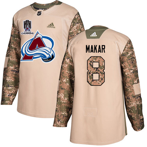 Adidas Colorado Avalanche #8 Cale Makar Camo Authentic 2022 Stanley Cup Champions Veterans Day Stitched NHL Jersey Men’s