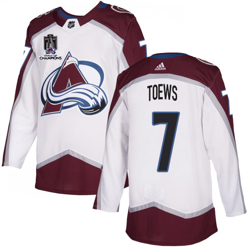 Adidas Colorado Avalanche #7 Devon Toews White 2022 Stanley Cup Champions Road Authentic Stitched NHL Jersey Men’s