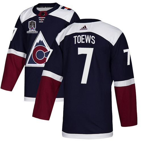Adidas Colorado Avalanche #7 Devon Toews Navy 2022 Stanley Cup Champions Alternate Authentic Stitched NHL Jersey Men’s