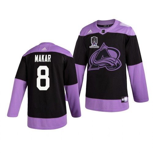 Colorado Colorado Avalanche #8 Cale Makar Adidas 2022 Stanley Cup Champions Men’s Hockey Fights Cancer Practice NHL Jersey Black Men’s