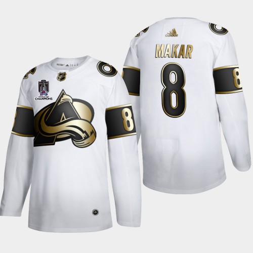 Colorado Colorado Avalanche #8 Cale Makar Men’s 2022 Stanley Cup Champions Adidas White Golden Edition Limited Stitched NHL Jersey Men’s