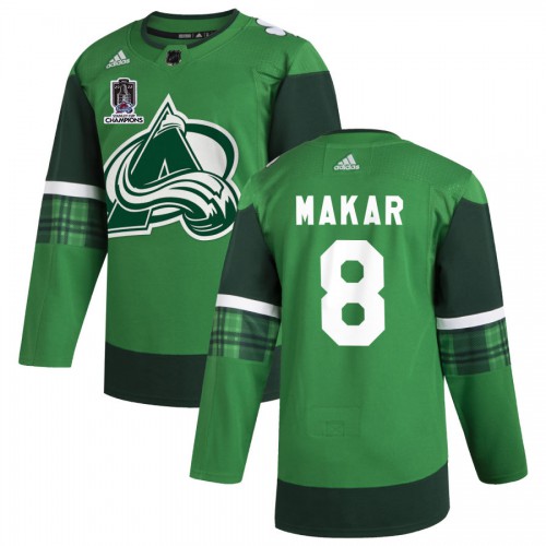 Colorado Colorado Avalanche #8 Cale Makar Men’s Adidas 2022 Stanley Cup Champions St. Patrick’s Day Stitched NHL Jersey Green Men’s