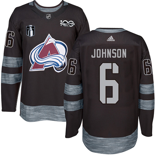 Adidas Colorado Avalanche #6 Erik Johnson Black 2022 Stanley Cup Final Patch 100th Anniversary Stitched NHL Jersey Men’s