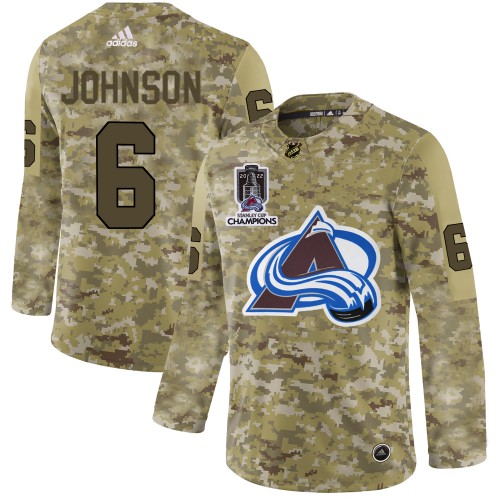 Adidas Colorado Avalanche #6 Erik Johnson Camo 2022 Stanley Cup Champions Authentic Stitched NHL Jersey Men’s