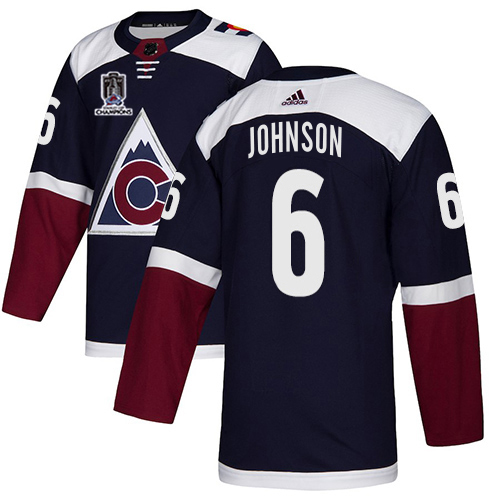 Adidas Colorado Avalanche #6 Erik Johnson Navy 2022 Stanley Cup Champions Alternate Authentic Stitched NHL Jersey Men’s