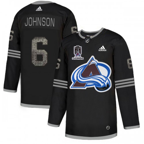 Adidas Colorado Avalanche #6 Erik Johnson Black 2022 Stanley Cup Champions Authentic Classic Stitched NHL Jersey Men’s