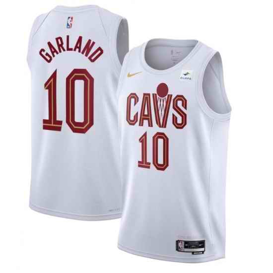 Men Cleveland Cavaliers #10 Darius Garland White Stitched Jersey
