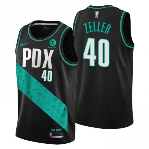 Nike Portland Trail Blazers #40 Cody Zeller Men’s 2022-23 City Edition NBA Jersey – Cherry Blossom Black Men’s