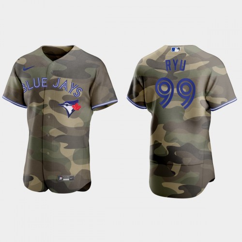 Toronto Toronto Blue Jays #99 Hyun Jin Ryu Men’s Nike 2021 Armed Forces Day Authentic MLB Jersey -Camo Men’s