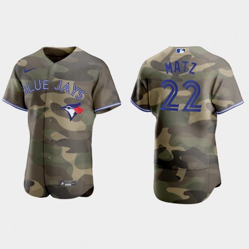 Toronto Toronto Blue Jays #22 Steven Matz Men’s Nike 2021 Armed Forces Day Authentic MLB Jersey -Camo Men’s