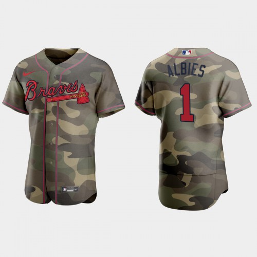 Atlanta Atlanta Braves #1 Ozzie Albies Men’s Nike 2021 Armed Forces Day Authentic MLB Jersey -Camo Men’s