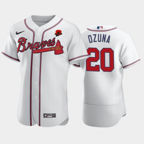 Atlanta Atlanta Braves #20 Marcell Ozuna Men’s Nike Authentic 2021 Memorial Day MLB Jersey – White Men’s