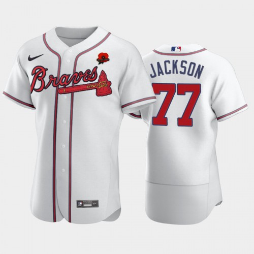 Atlanta Atlanta Braves #77 Luke Jackson Men’s Nike Authentic 2021 Memorial Day MLB Jersey – White Men’s