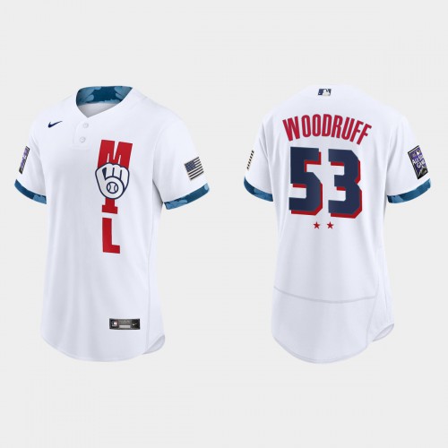 Milwaukee Milwaukee Brewers #53 Brandon Woodruff 2021 Mlb All Star Game Authentic White Jersey Men’s