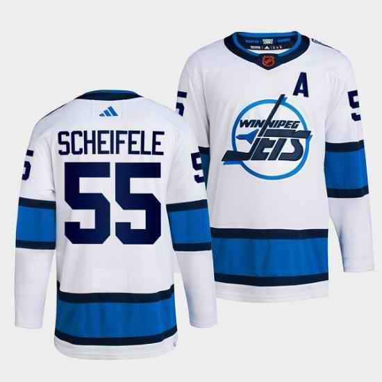 Men Winnipeg Jets #55 Mark Scheifele White 2022 Reverse Retro Stitched Jersey