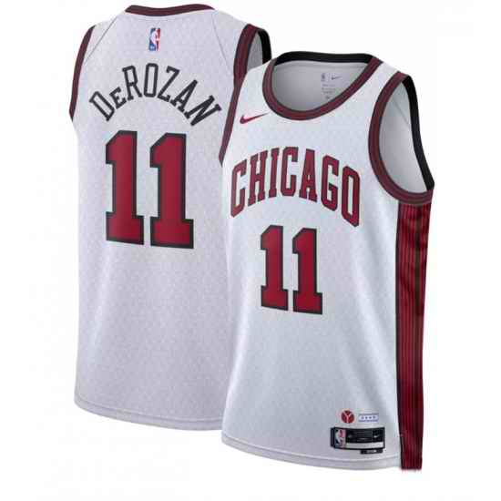 Men Chicago Bulls #11 DeMar DeRozan White 2022 23 City Edition Stitched Basketball Jersey