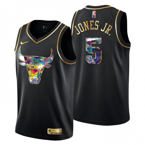 Chicago Chicago Bulls #5 Derrick Jones Jr. Men’s Golden Edition Diamond Logo 2021/22 Swingman Jersey – Black Men’s