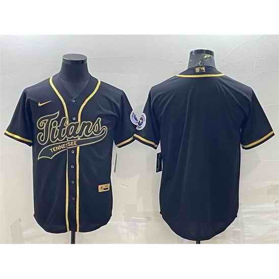 Men Tennessee Titans Blank Black Gold With Patch Cool Base Stitched Baseball Jersey