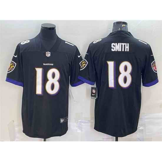 Men Baltimore Ravens #18 Roquan Smith Black Vapor Untouchable Limited Stitched Jersey