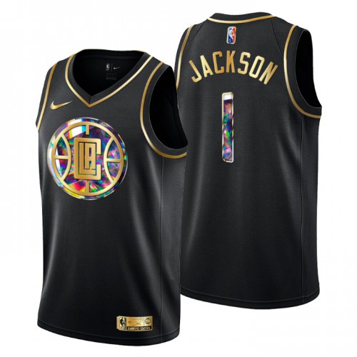 Los Angeles Los Angeles Clippers #1 Reggie Jackson Men’s Golden Edition Diamond Logo 2021/22 Swingman Jersey – Black Men’s