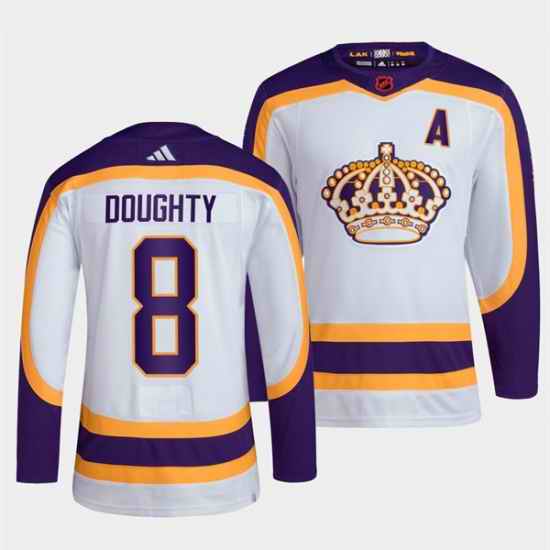 Men Los Angeles Kings #8 Drew Doughty White 2022 Reverse Retro Stitched Jersey