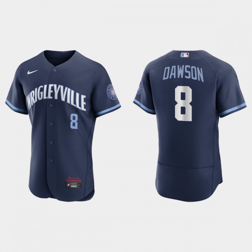 Chicago Chicago Cubs #8 Andre Dawson Men’s Nike 2021 City Connect Authentic Navy MLB Jersey Men’s