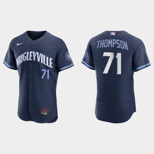 Chicago Chicago Cubs #71 Keegan Thompson Men’s Nike 2021 City Connect Authentic Navy MLB Jersey Men’s