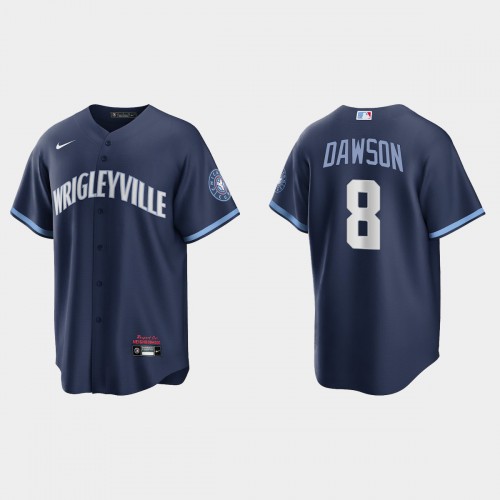 Chicago Chicago Cubs #8 Andre Dawson Men’s Nike 2021 City Connect Fans Version Navy MLB Jersey Men’s