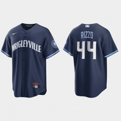 Chicago Chicago Cubs #44 Anthony Rizzo Men’s Nike 2021 City Connect Fans Version Navy MLB Jersey Men’s