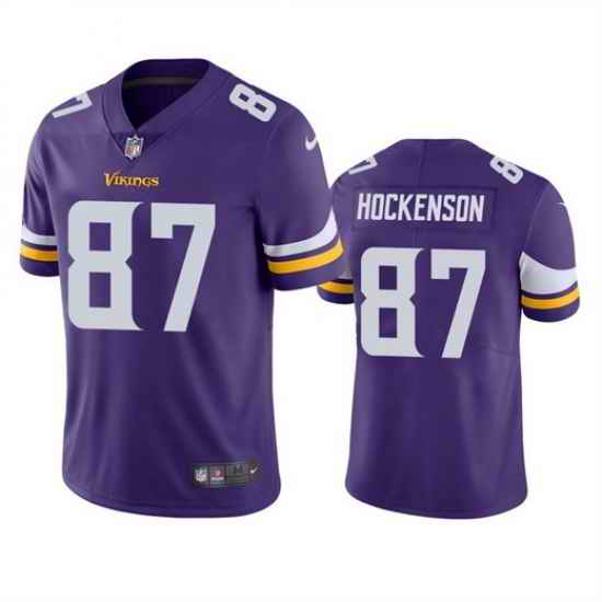 Men Minnesota Vikings #87 T J  Hockenson Purple Vapor Untouchable Stitched Jersey