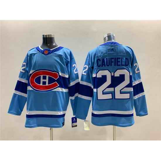 Men Montreal Canadiens #22 Cole Caufield 2022 23 Reverse Retro Stitched Jersey