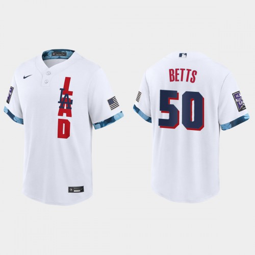 Los Angeles Los Angeles Dodgers #50 Mookie Betts 2021 Mlb All Star Game Fan’s Version White Jersey Men’s