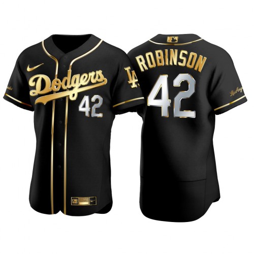 Los Angeles Los Angeles Dodgers #42 Jackie Robinson Men’s Nike Authentic 2021 Gold Program MLB Jersey Black Men’s