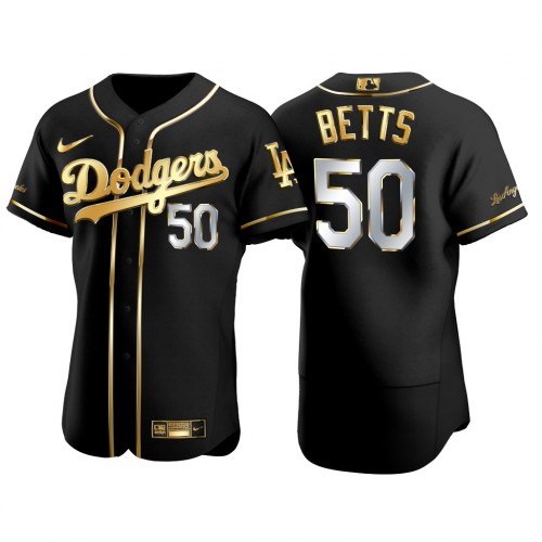 Los Angeles Los Angeles Dodgers #50 Mookie Betts Men’s Nike Authentic 2021 Gold Program MLB Jersey Black Men’s
