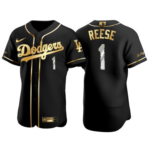 Los Angeles Los Angeles Dodgers #1 Pee Wee Reese Men’s Nike Authentic 2021 Gold Program MLB Jersey Black Men’s