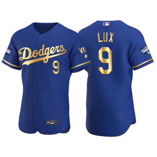 Los Angeles Los Angeles Dodgers #9 Gavin Lux Men’s Nike Authentic 2021 Gold Program World Series Champions MLB Jersey Royal Men’s
