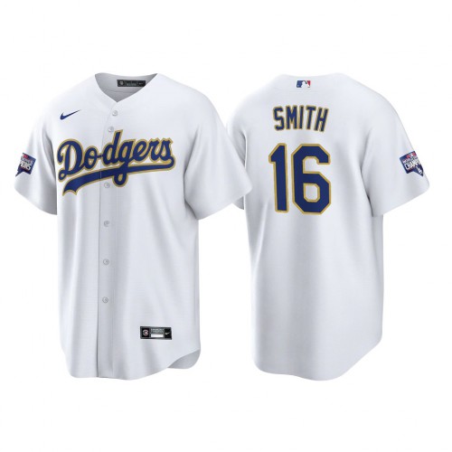Los Angeles Los Angeles Dodgers #16 Will Smith Men’s Nike 2021 Gold Program World Series Champions MLB Jersey Whtie Men’s
